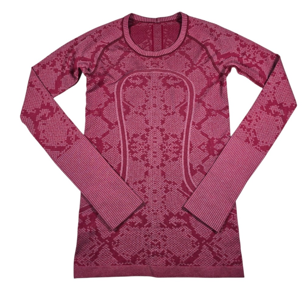 Lululemon Swiftly Tech Snakeskin Heather Cranberry L/S Performance Top Womens 4